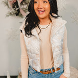 Simply Southern Cropped White Camo Puffer Vest