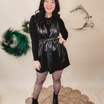 Out On The Town Faux Leather Jumper Dress - Black - Lace and Grace Boutique