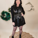 Out On The Town Faux Leather Jumper Dress - Black - Lace and Grace Boutique