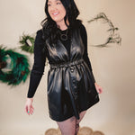 Out On The Town Faux Leather Jumper Dress - Black - Lace and Grace Boutique