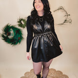 Out On The Town Faux Leather Jumper Dress - Black - Lace and Grace Boutique