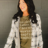 Bonfires, Flannels, & S'mores Graphic Tee - Olive