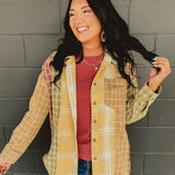 Mix Plaid Oversized Flannel - Mustard Multi