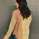 Mix Plaid Oversized Flannel - Mustard Multi