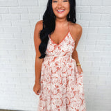 Resort Print Halter Tie Maxi Dress - Terracotta