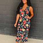 Floral Plunging Tie Back Maxi Dress - Summer Nights - Lace and Grace Boutique