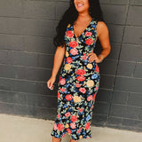 Floral Plunging Tie Back Maxi Dress - Summer Nights - Lace and Grace Boutique