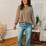 Ribbed Textured Oversized Sweater - Ash Brown