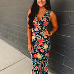 Floral Plunging Tie Back Maxi Dress - Summer Nights - Lace and Grace Boutique