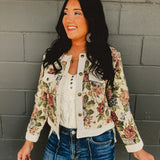 Floral Button Down Jacquard Jacket