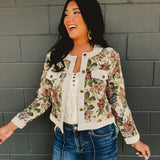 Floral Button Down Jacquard Jacket