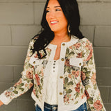 Floral Button Down Jacquard Jacket