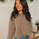 Ribbed Textured Oversized Sweater - Ash Brown