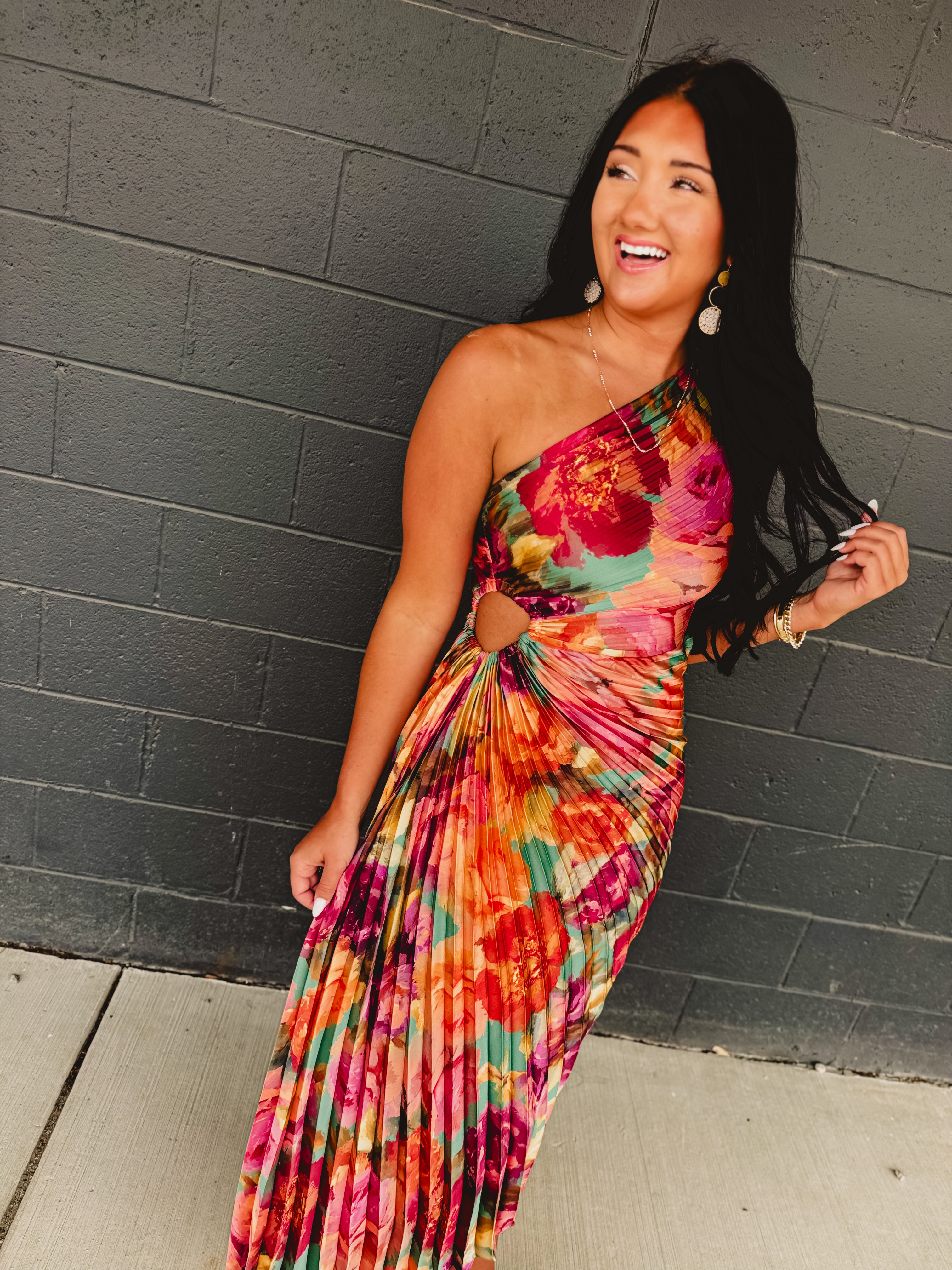 One Shoulder Maxi - Parisian Floral