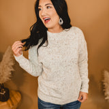 Speckled Mock Neck Long Sleeve Knit Sweater - Oatmeal