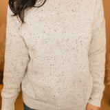 Speckled Mock Neck Long Sleeve Knit Sweater - Oatmeal