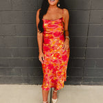 Sunset Petal Criss Cross Midi Dress - Sunset Garden - Lace and Grace Boutique
