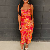 Sunset Petal Criss Cross Midi Dress - Sunset Garden - Lace and Grace Boutique