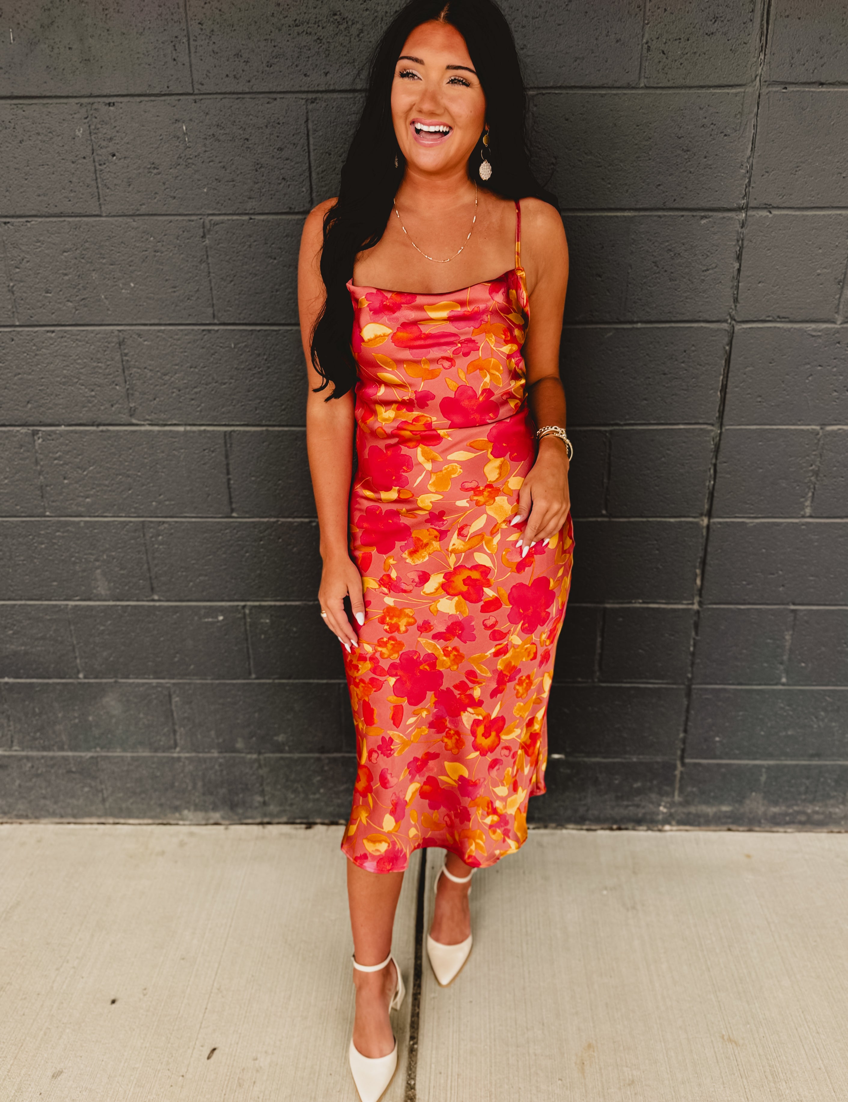 Sunset Petal Criss Cross Midi Dress - Sunset Garden - Lace and Grace Boutique
