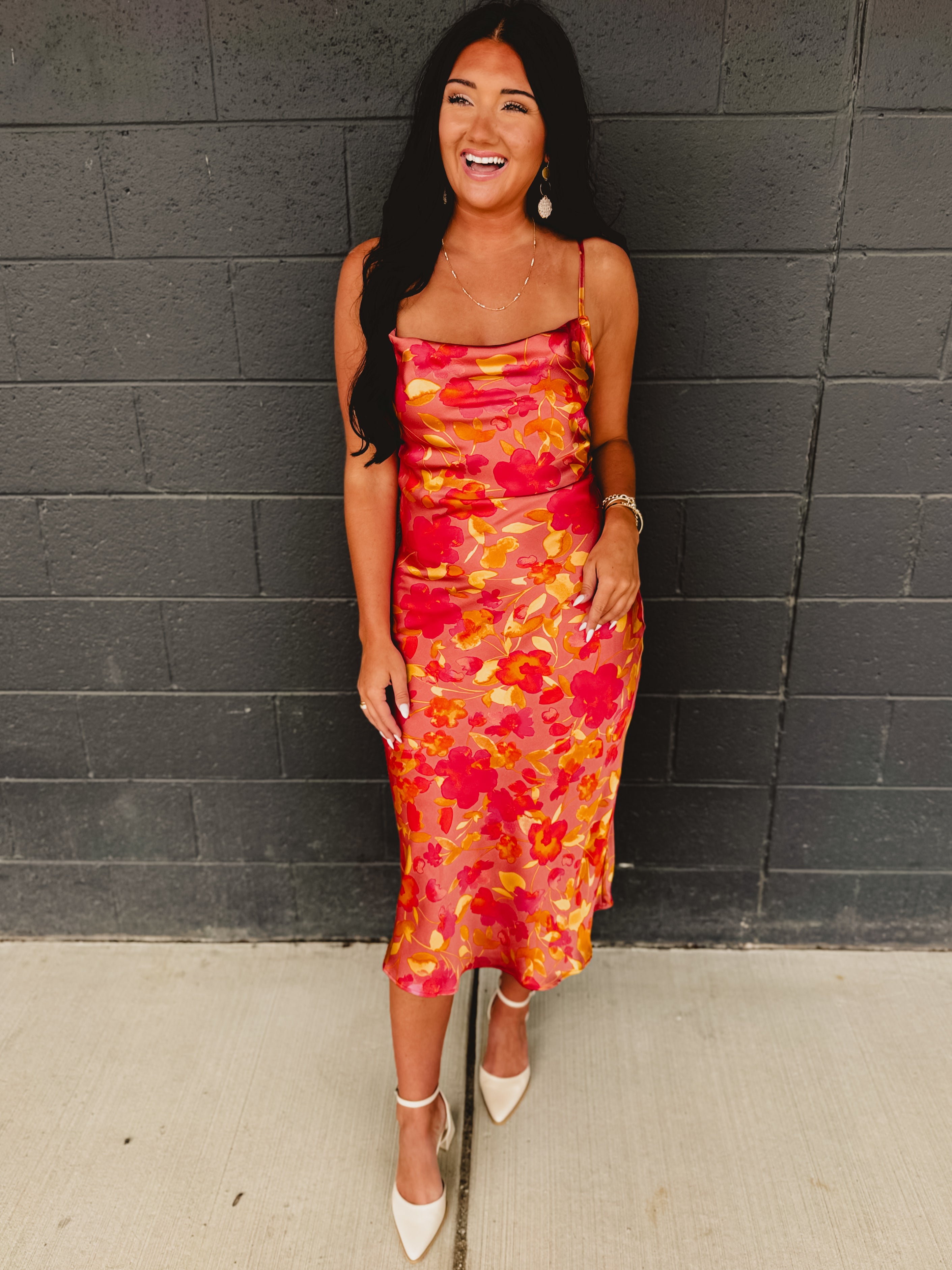 Sunset Petal Criss Cross Midi Dress - Sunset Garden - Lace and Grace Boutique