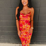 Sunset Petal Criss Cross Midi Dress - Sunset Garden - Lace and Grace Boutique