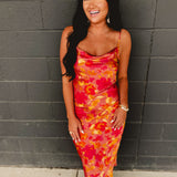 Sunset Petal Criss Cross Midi Dress - Sunset Garden - Lace and Grace Boutique