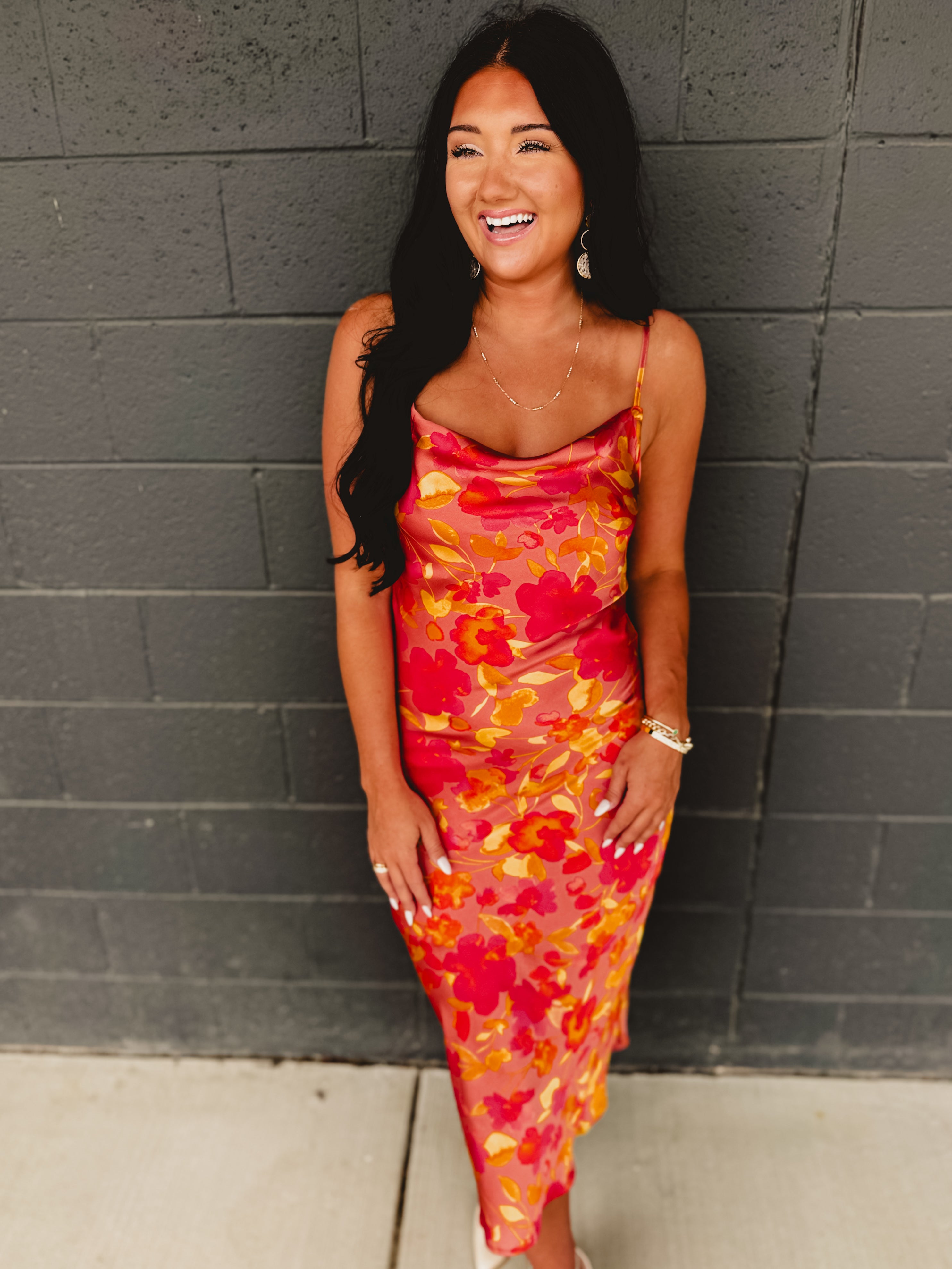 Sunset Petal Criss Cross Midi Dress - Sunset Garden - Lace and Grace Boutique