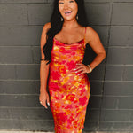 Sunset Petal Criss Cross Midi Dress - Sunset Garden - Lace and Grace Boutique