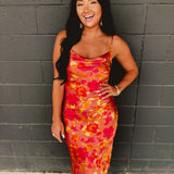 Sunset Petal Criss Cross Midi Dress - Sunset Garden - Lace and Grace Boutique