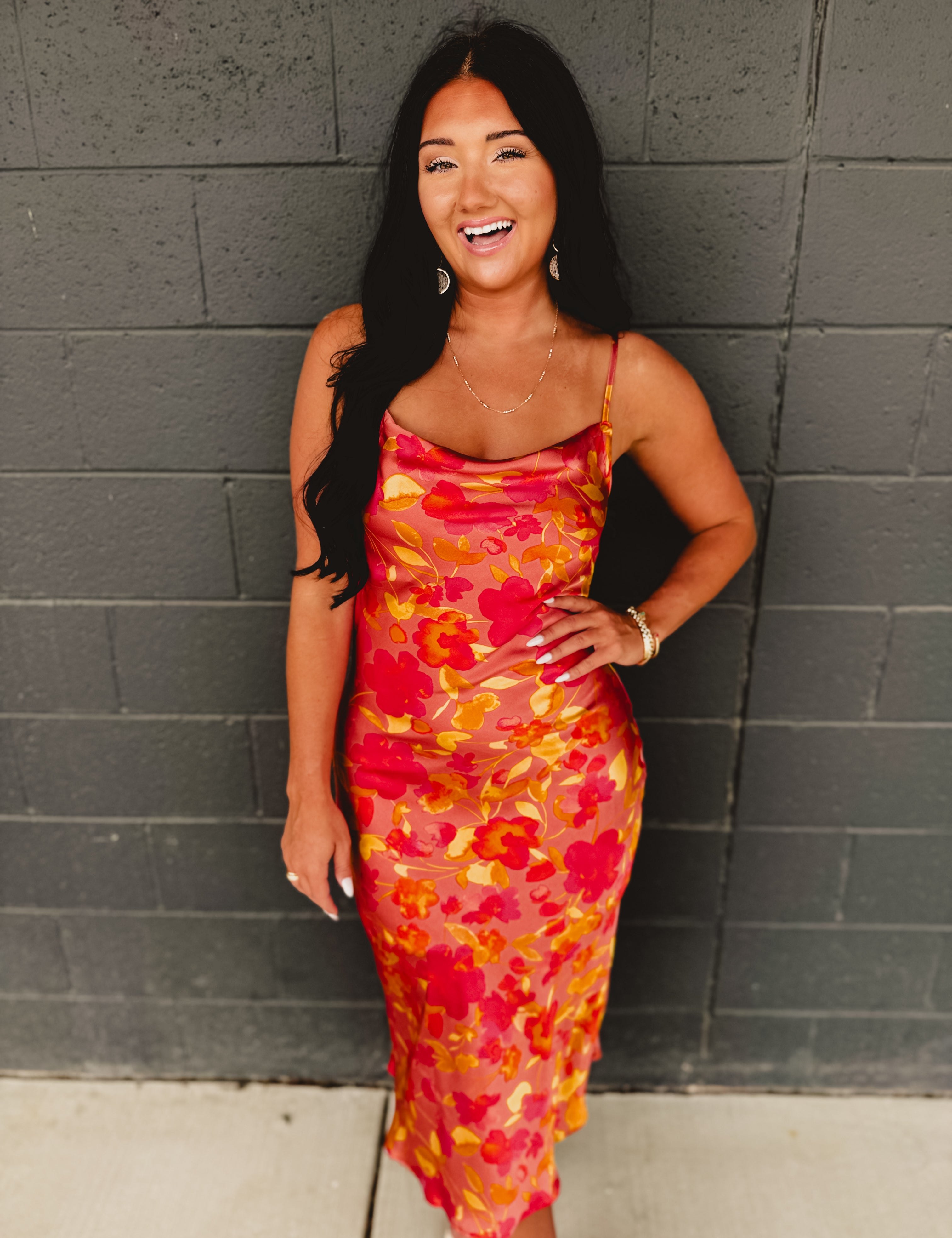 Sunset Petal Criss Cross Midi Dress - Sunset Garden - Lace and Grace Boutique