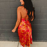Sunset Petal Criss Cross Midi Dress - Sunset Garden - Lace and Grace Boutique