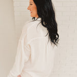 Washed Gauze Button Down Shirt - White - Lace and Grace Boutique