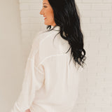 Washed Gauze Button Down Shirt - White - Lace and Grace Boutique