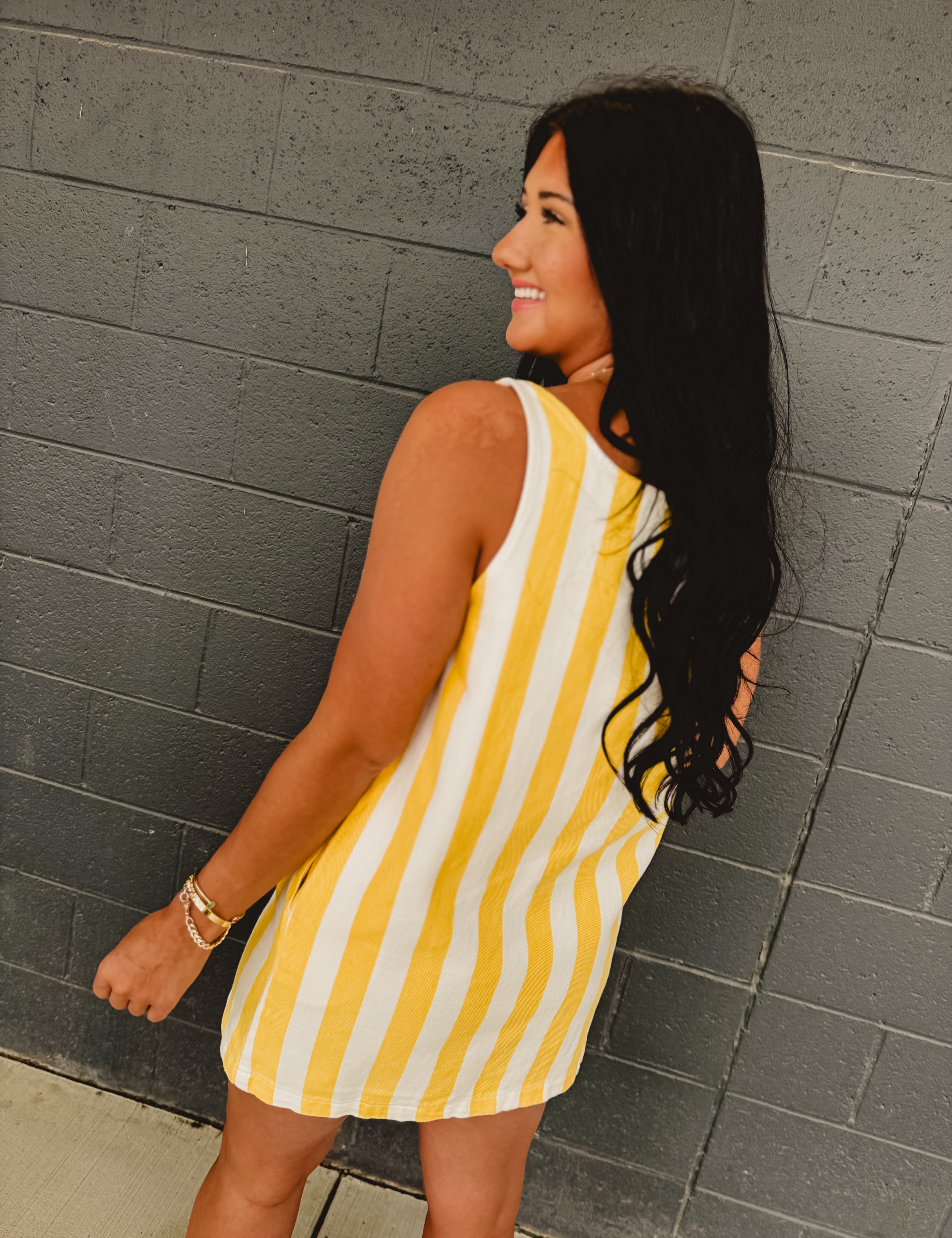 Cotton Striped Mini Tank Dress