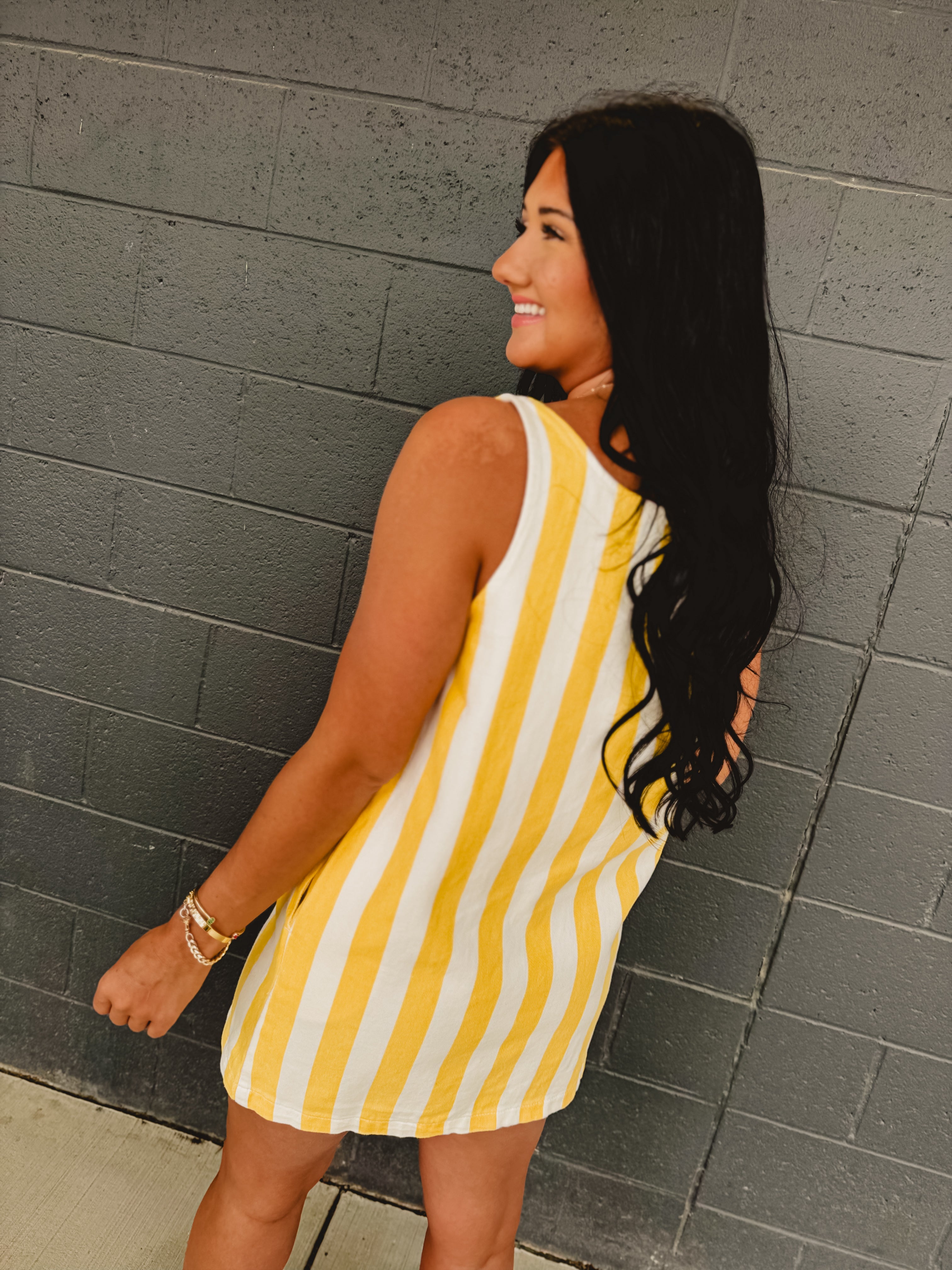 Cotton Striped Mini Tank Dress
