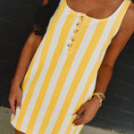 Cotton Striped Mini Tank Dress - Lemon/White - Lace and Grace Boutique
