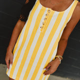 Cotton Striped Mini Tank Dress - Lemon/White - Lace and Grace Boutique