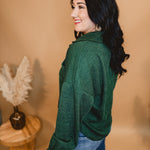 Chunky Button Down Relaxed Fit Top - Forest Green - Lace and Grace Boutique