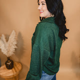 Chunky Button Down Relaxed Fit Top - Forest Green - Lace and Grace Boutique