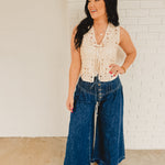 Mineral Washed Pintuck Wide Leg Pants - Dark Denim - Lace and Grace Boutique