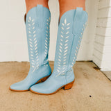 Lucia Western Knee High Boot - Blue
