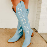 Lucia Western Knee High Boot - Blue
