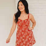 Floral Embroidered Mini Dress - Ruby