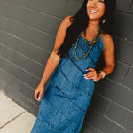 Pintuck Detail Denim Cami Maxi Dress - Lace and Grace Boutique