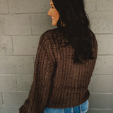 Chunky Button Cable Knit Cardigan - Mocha Mousse