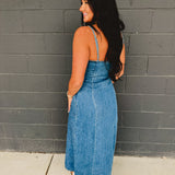 Pintuck Detail Denim Cami Maxi Dress - Lace and Grace Boutique