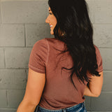 Ribbed Basic Short Sleeve Top - Espresso
