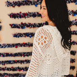 POL American Flag Crochet Sweater - Ivory
