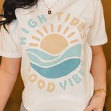 High Tide Good Vibes Graphic Tee - White