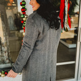Herringbone Duster Coat - Charcoal